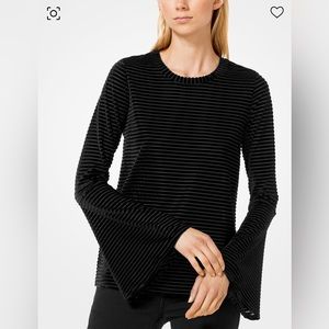 Michael Kors Black Velvet Bell Sleeve Top MEDIUM